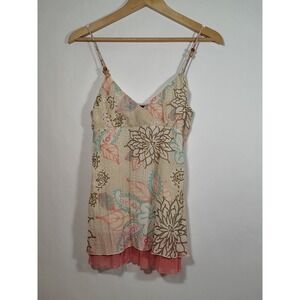 Jordache Juniors Floral Sheer Overlay Layered Camisole Top M